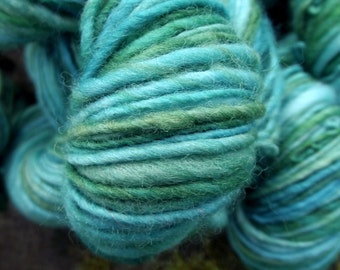Handspun yarn, handpainted hand dyed  wool yarn, worsted  thick and thin multiple skeins available-Ariel