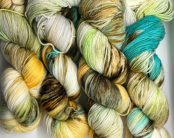 Handpainted sock yarn, fingering yarn, Superwash Merino  Nylon, 100 grams-Shire