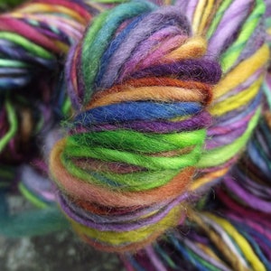 Handspun yarn, hand dyed Handpainted Polwarth Wool Yarn worsted bulky thick and thin multiple skeins available-Dia de los Muertos afbeelding 7