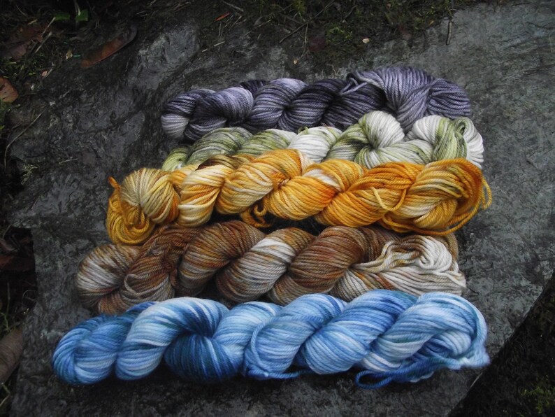 Yarn kit Merino wool mini skein sock yarn kit--Forest