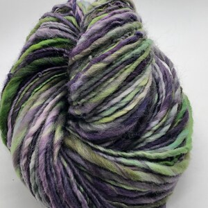 Handspun, handpainted wool yarn, thick and thin, worsted bulky-Wicked image 2