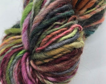 Handspun yarn, handpainted  yarn,  Polwarth wool, worsted weight wool yarn-Poison Apple