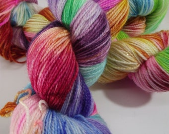 Handpainted sock yarn, fingering yarn, Superwash Sparkle Merino  Nylon, 100 grams-Honeydukes