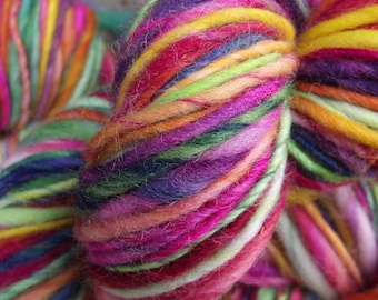 Handspun yarn, handpainted thick and thin worsted wool yarn, handmade yarn worsted bulky-Honeydukes