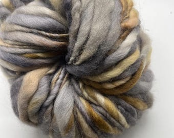Handspun yarn, handpainted,Super Bulky Thick and Thin Art Yarn, wool art yarn-Barred Owl