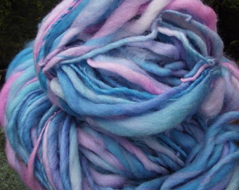 Handspun art yarn, handpainted thick and thin super bulky wool yarn, handmade yarn-Pony 2