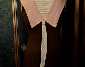 Sweet Sailor Brown Pink Wiggle 1960s Tie Dress