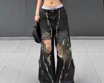 00s L.g.b Archive Wolf Blck Denim Pants Distress - Etsy