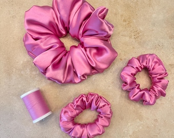 Pink Hair Scrunchie, Pink Satin Scrunchies, Pink Large Hair scrunchy, Silky oversized scrunchie, Wedding, Bridesmaid scrunchie, Hair care
