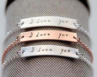 Handwriting Bracelet • Handwriting Jewelry • Custom Engraved Handwriting Bracelet • Signature Bracelet • Mothers Day Gift • Handwriting HND