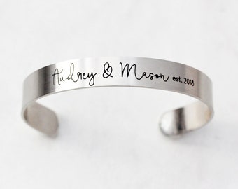 Engraved Bracelet • Personalized Bracelet • Engraved Cuff • Custom Engraving • Stacking Bracelet • Wedding Bracelet • Gift - Medium ECB