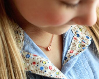 Children's Initial Necklace - Flower Girl Necklace, Flower Girl Jewelry, Personalized Flower Girl Gif, Initial Necklace, Children's Jewelry