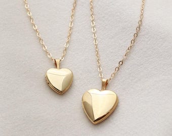 14K Gold Filled Heart Locket - Photo Locket Necklace, Sterling Silver Locket, Classic Heart Necklace, Keepsake Locket, Gift for Her GFC