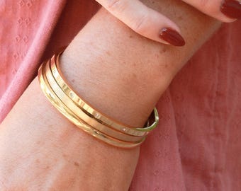 Hinge Bangle Bracelet - Gold or Silver Bangle, Anti-Tarnish Waterproof Bracelet, Minimal Bracelet Stackable Gift for Her Cuff Bracelet BGS1