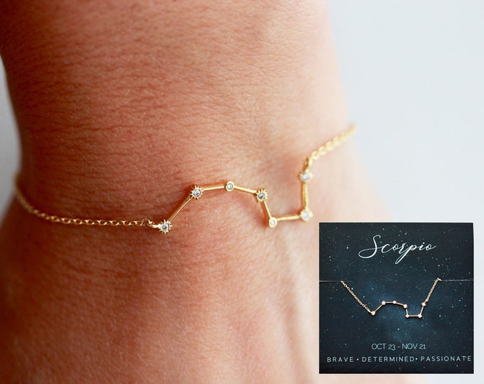 Constellation Bracelet - Zodiac Necklace Personalized Bridesmaid Gift Virgo Zodiac Leo Zodiac Gemini Necklace Taurus Bridesmaid Wedding ASTU