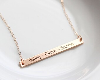Thin Engraved Bar Necklace - Personalized Gift For Her, Gift for Mom Personalized Necklace Date Necklace Roman Numeral Coordinates MXE2 *