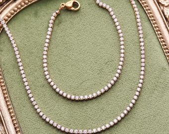 Bridesmaid Jewelry Gift - CZ Tennis Necklace, Tennis Bracelet, Bridal Jewelry, Bridesmaid Gift, Wedding Jewelry, Maid of Honor Gift ZELF