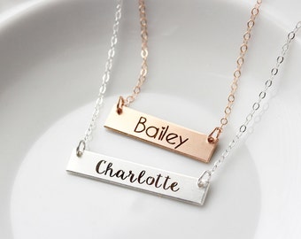 Kids Name Necklace • Gold Bar Necklace • Name Necklace • Child Name Necklace • Flower Girl Necklace • Custom Gift • Nameplate Necklace MXE2