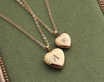 14K Gold Filled Locket, Personalized Heart Locket, Engraved Photo Locket, Sterling Silver Locket, Custom Keepsake Necklace Gift for Her MXE1