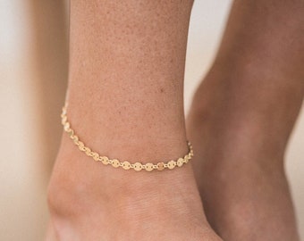 Disc Chain Anklet • Stacking Anklet • Layering Anklet • Gold Filled • Trendy Anklet • Gift for Her • Bridesmaid Gift • Sequin Anklet LYR