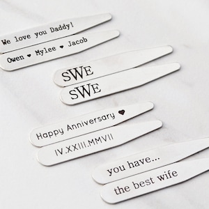 Personalized Father's Day Gift - Personalized Collar Stays, Personalized Gift for Him, Anniversary Gift, Engraved Collar Stays, Mens, MNG