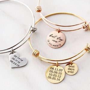 Date Bangle Bracelet Date Bracelet Wedding Date Bangle Anniversary Date Bracelet Bridesmaid Gift Personalized Gift 19 13 SLD image 1