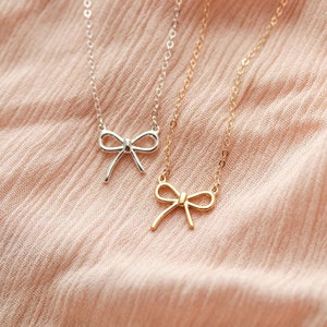 Dainty Bow Necklace • Gold Bow Necklace • Silver Bow Necklace • Ribbon • Trendy Bow • Best Friend Gift • Bridesmaid Gift, Birthday Gift GFC