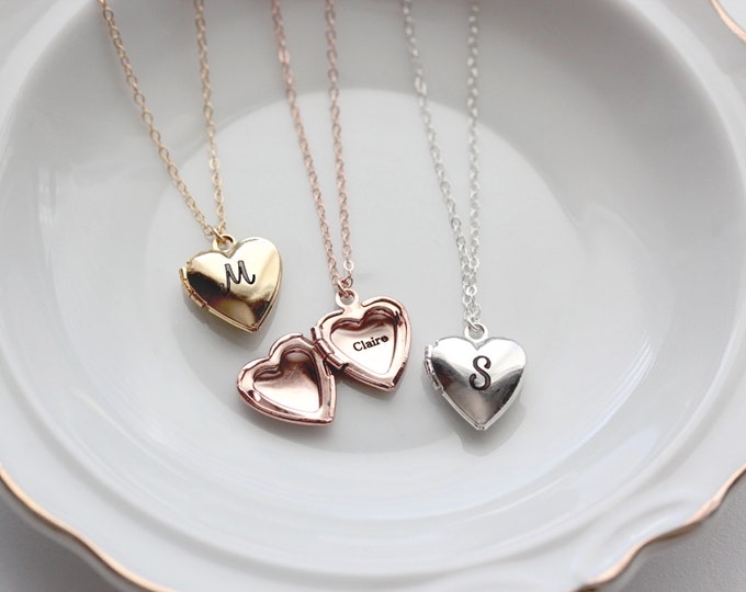 Heart Locket • Personalized Heart Lockets • Engraved Heart Necklace • Heart Locket Necklace • Personalized Locket Jewelry Bridesmaid MXE1