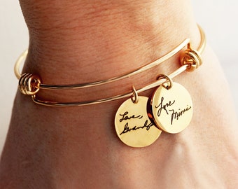 Handwriting Bracelet / Handwriting Jewelry / Actual Handwriting / Signature Bangle Bracelet / Memorial Gift, Personalized Charm Bracelet HND