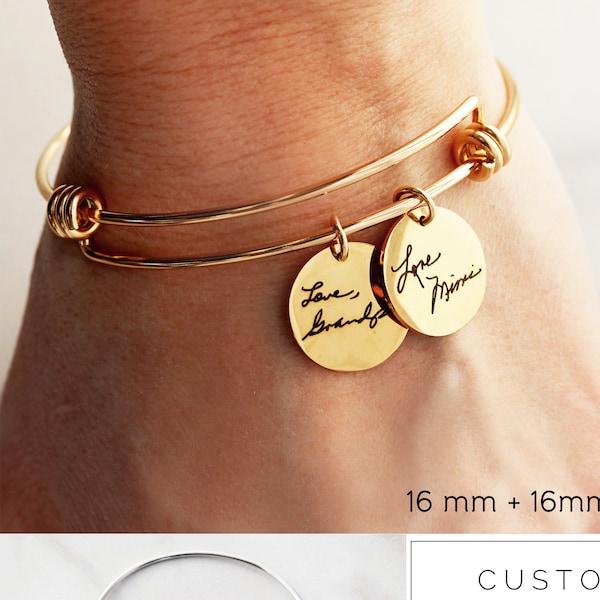 Handwriting Bracelet / Handwriting Jewelry / Actual Handwriting / Signature Bangle Bracelet / Memorial Gift, Personalized Charm Bracelet HND