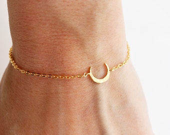 Dainty Moon Bracelet • Delicate Bracelet • Bracelet Femme • Wedding Bracelet • Bridesmaid Gift • Bride Bracelet Stacking Bracelet Gift CHMS