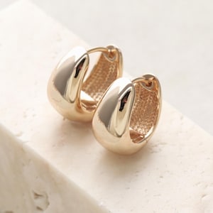 Chunky Teardrop Earrings - Thick Gold Hoops, Huggies, Bubble Earrings, Bold Hoop, Hypoallergenic, Sensitive Ears, Anti-Tarnish 16mm ERG