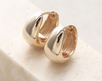 Chunky Teardrop Earrings - Thick Gold Hoops, Huggies, Bubble Earrings, Bold Hoop, Hypoallergenic, Sensitive Ears, Anti-Tarnish 16mm ERG