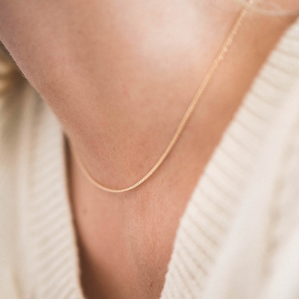 Thin Curb Chain Necklace • Layering Necklace • Dainty Necklace • Delicate Gold Filled • Minimalist Necklace • Minimal Jewelry • Thin LYR