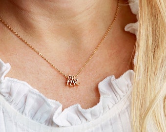 Personalized Initial Necklace • Best Friend Gift • Tiny Initial • Mini Letter Necklace • Gift For Her • Bridesmaid Gift • CURSIVE CHMS