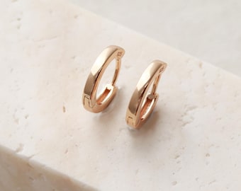 Solid Huggie Earrings  Simple Hoop Earrings • Tiny Hoop Earrings • Gold Huggie Earrings • Minimalist Earrings • Dainty Earrings • 12mm LUMA