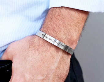 Men's Personalized Bracelet • Custom Men's Cuff • Gift for Him • Groom Gift • Men's Bracelet • Custom Engraved Cuff • Custom Bracelet - ECB