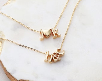 Initial Necklace • Dainty Necklace • Letter Necklace • Monogram Necklace • Tiny Letter Necklace • Bridesmaid Gift • Gold - LOWERCASE CHMS