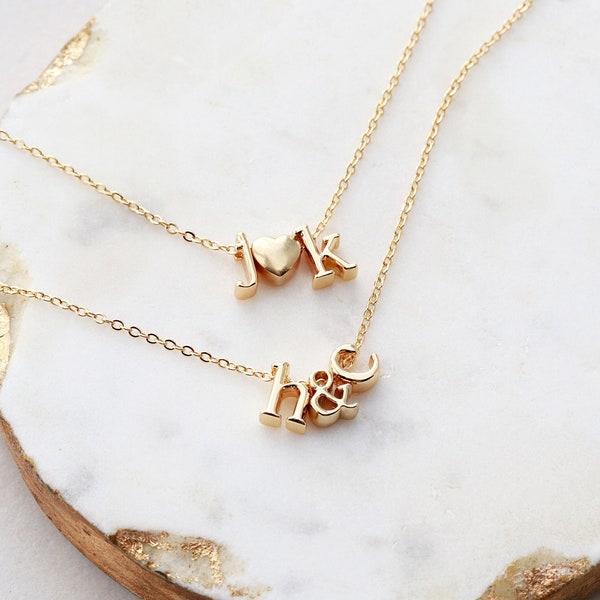 Initial Necklace • Dainty Necklace • Letter Necklace • Monogram Necklace • Tiny Letter Necklace • Bridesmaid Gift • Gold - LOWERCASE CHMS