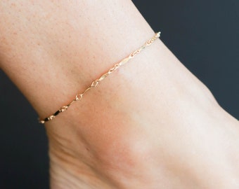 Dapped Bar Chain Anklet • Layering Stacking Anklet • Delicate Anklet • Dainty • Minimal Anklet • Texture Anklet • Stacking Anklet LYR