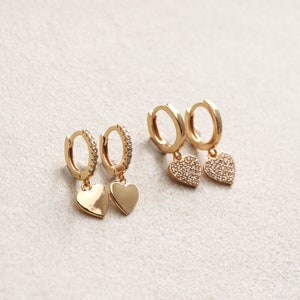 Heart Huggie Earrings • Heart Earrings • Dangle Earrings • Minimalist Earrings • Hypoallergenic • Bridesmaid Gift • Dainty Earrings • ERG