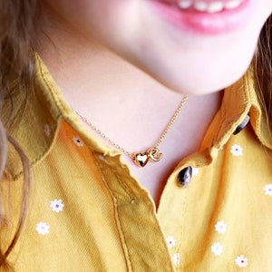 Children&#39;s Heart + Initial Necklace / Personalized Necklace / Children&#39;s Jewelry / Birthday Gift / Kid&#39;s Necklace, Simple Necklace CHMS GZ