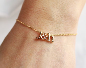 Initials Bracelet - Minimalist Letter Bracelet / Initial Charms / Personalized Jewelry / Personalized Bracelet / Gift for Her LOWERCASE CHMS