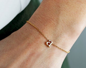 Letter Bracelet • Initial Bracelet • Initial Charm Bracelet • Small Gold Initial • Silver Initial • Dainty Letter Bridesmaid LOWERCASE CHM1