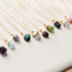 Birthstone Necklace - Handmade Jewelry, Gemstone Necklace, Natural Gemstone, Raw Gemstone, Birthstone Jewelry, Emerald, Sapphire, Ruby GM1