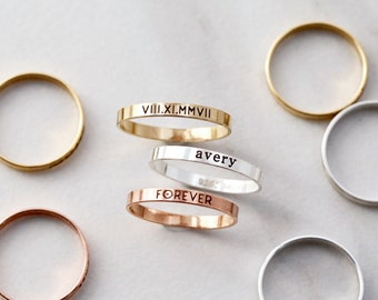 Personalized Ring • Dainty Ring • Name Ring • Stacking Ring • Minimalist Ring • Engraved Ring • Custom Band Ring • Stacking Flat Band • RNG