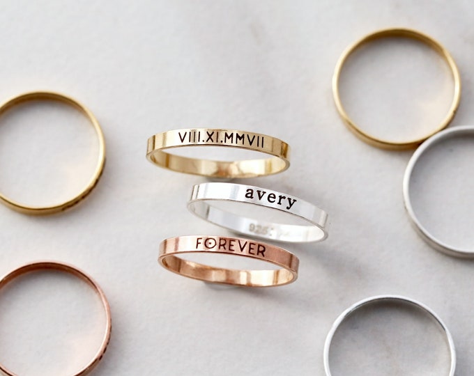 Personalized Ring • Dainty Ring • Name Ring • Stacking Ring • Minimalist Ring • Engraved Ring • Custom Band Ring • Stacking Flat Band • RNG
