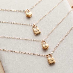 Initial Lock Chain Necklace - Etsy