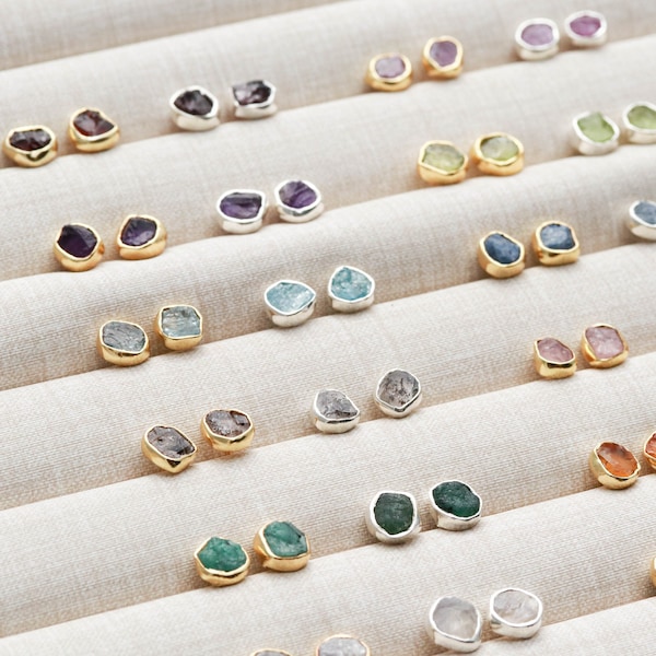 Gemstone Stud Earrings  Birthstone Post Earrings • Natural Gemstones • Birthstone Gift • Birthday Gift • Bridesmaids • Birthstone Gift KIVO