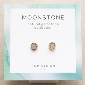 Moonstone Stud Earrings / Moonstone Post Earrings / Raw Moonstone / June Birthday Gift / June Birthstone / Bridesmaid Gift /  Natural GPT